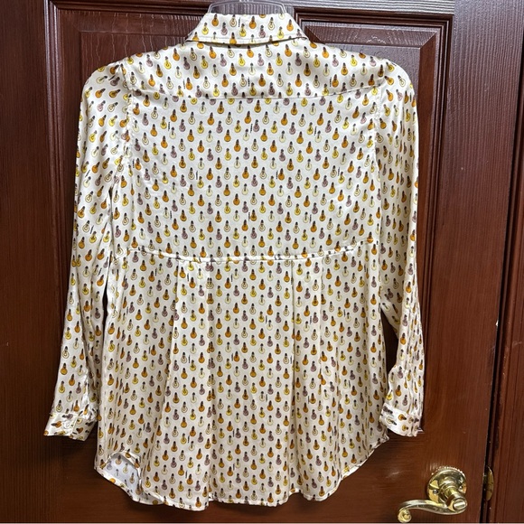 FENDI Ivory Silk Logo Lighting Bulbs Print Button Down Shirt Big Girl Sz 9 Year - Picture 15 of 15